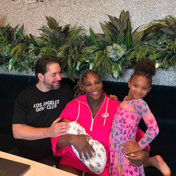 Serena, husband Alexis Ohanian and their children Olympia and Adira. Olympia told her, “You’re famous.” Serena replied, “Not really. I’m just your mom.”