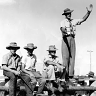 Don Henning (right) at a cattle auction in Wallumbilla in 1966. 7500 white-faced Herefords were sold in one day, a record for the time. 
