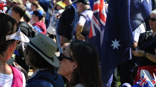 Protesters in Brisbane argue for a halt in migration.