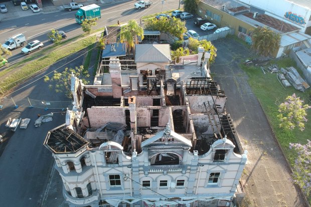 Images of the derelict Broadway Hotel after the September 2018 fire. 