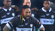 Ma’a Nonu performs the haka in Durban.