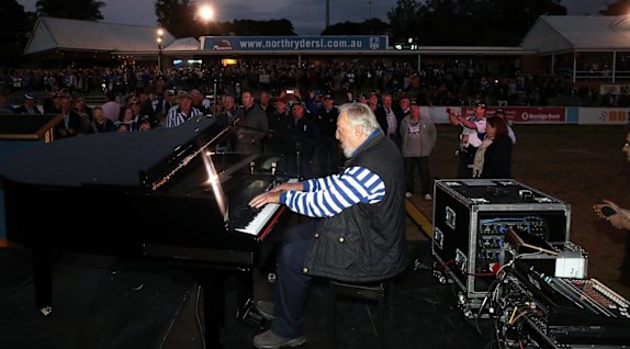 Life of the party: The late Geoff Harvey was in his element at TG Millner Field.