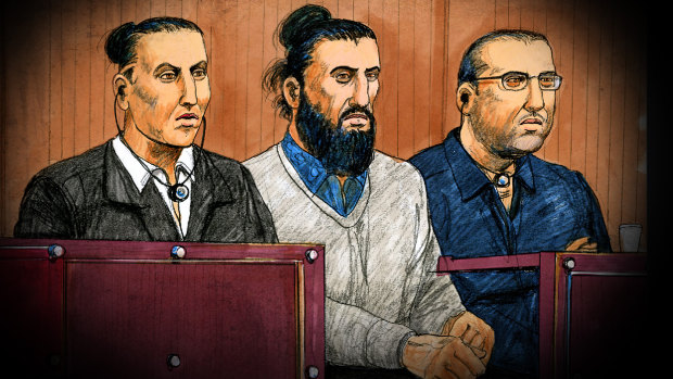 The accused men Ahmed Mohamed, Abdullah Chaarani and Hamza Abbas in court.