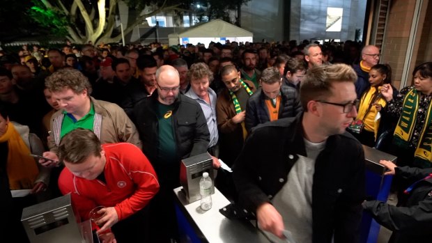 Thousands of fans couldn't get into the sold-out stadium until well after kick-off.