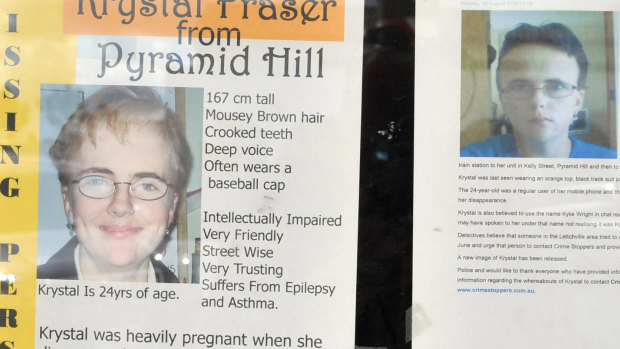 Posters went up around town after Krystal Fraser went missing in 2009.