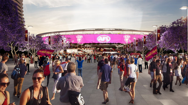 An artist’s impression of the proposed redesign of the Gabba, released by the Premier in May 2021.