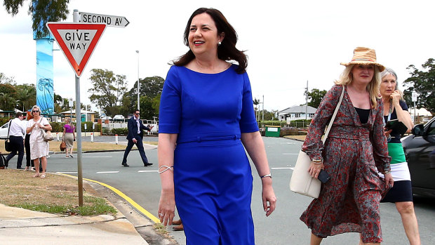 Ms Palaszczuk says she doesn't need Anthony Albanese to "hold her hand" on the campaign trail.