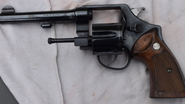 Supplied image of the 1917  Smith and Wesson US Army Revolver seized by police in November 2019.  