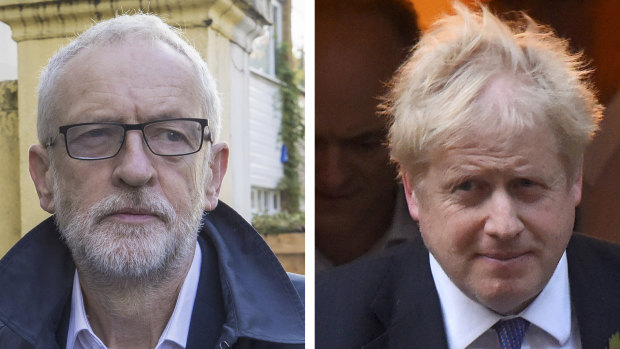 Opposition Leader Jeremy Corbyn and British Prime Minister Boris Johnson.