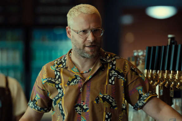 Seth Rogen as the man-child brewer in Platonic.