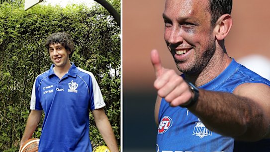 Then and now: Todd Goldstein when drafted in 2006 (left) and pictured this week with shiner.