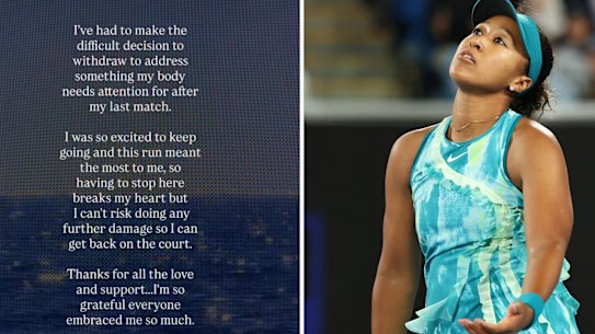 Naomi Osaka and her social media post.