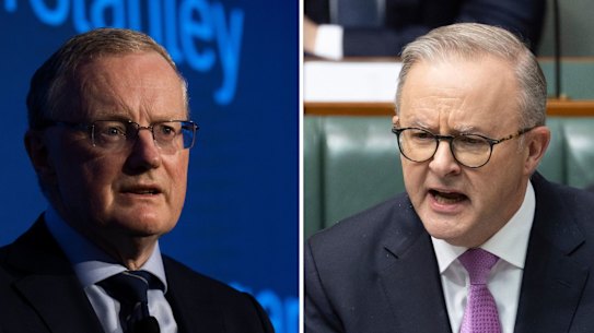 Anthony Albanese took aim at RBA boss Philip Lowe’s comment about interest rates remaining low.