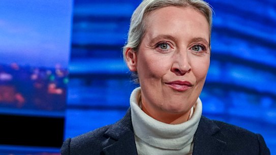 AfD leader Alice Weidel takes part in a televised discussion in Germany last Sunday.