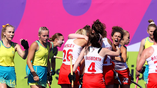 England celebrate a goal in Birmingham.