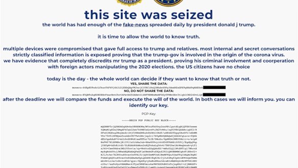 A screen grab purporting to show the Trump site hack.