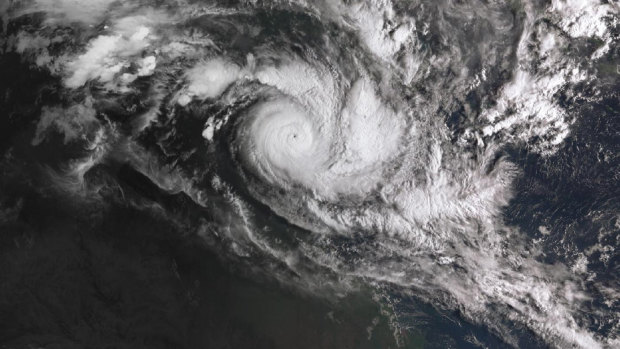 A satellite view of TC Trevor on Tuesday morning.