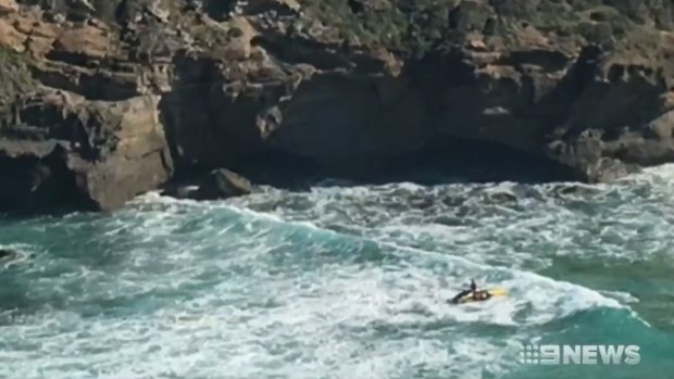 It's believed the 62-year-old man was swept into a sea cave.