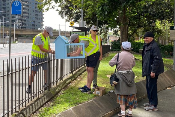 The Footpath Libraries team put a library up in Lang Park, which is frequented by people experiencing homelessness.  