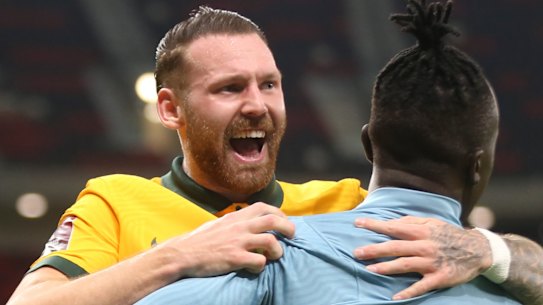 Australia’s Martin Boyle celebrates after a goal.