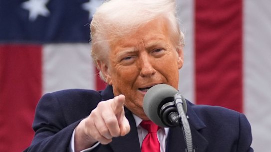 President Donald Trump unveils the reciprocal tariffs.