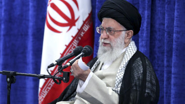 Ayatollah Ali Khamenei speaks in a meeting with governmental officials in Tehran on Tuesday.