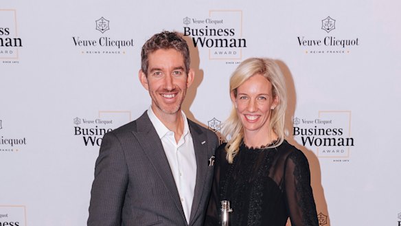 Husband and wife and Skip Capital co-founders Scott Farquhar and Kim Jackson at the Veuve Clicquot Business Woman of the Year awards.  