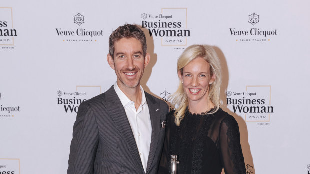 Husband and wife and Skip Capital co-founders Scott Farquhar and Kim Jackson at the Veuve Clicquot Business Woman of the Year awards.  