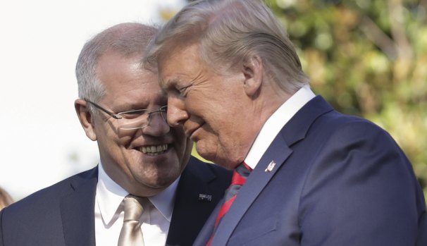 Prime Minister Scott Morrison and US President Donald Trump during a ceremonial welcome at the White House in September this year. 