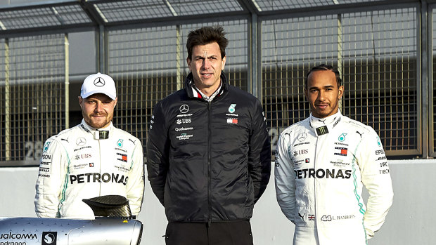 Mercedes team principal Toto Wolff (centre) fears a no-deal Brexit would cause a "nightmare scenario" for Formula One.