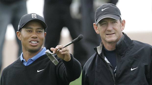 Tiger Woods with former swing coach Hank Haney in 2007.