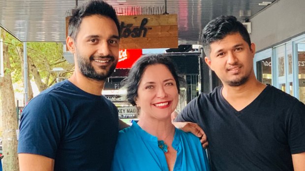 Bar Coluzzi's new owner Wendy Gilbert-Grey with long term staffers Harry Singh (left) and Shrawan Shestha.