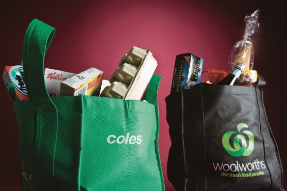 Coles and Woolworths together control  65 per cent of the Australian grocery market.