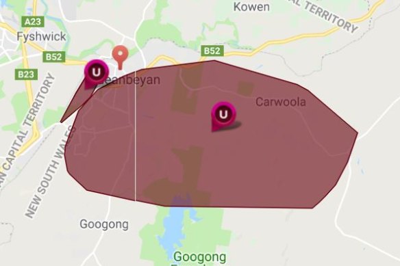A power outage affected customers in Queanbeyan and Canberra on Monday night. 
