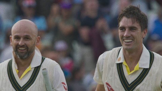 Nathan Lyon and Pat Cummins in The Test.