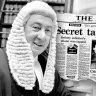 Lionel Murphy and the front page of The Age on February 2, 1984