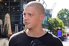 Nikita Tszyu speaks to media.