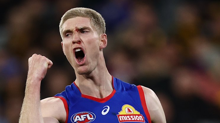 Action during Hawthorn and Bulldogs clash