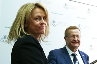 Face-off: Danni Roche and John Coates after the bitterly contested 2017 AOC board elections.