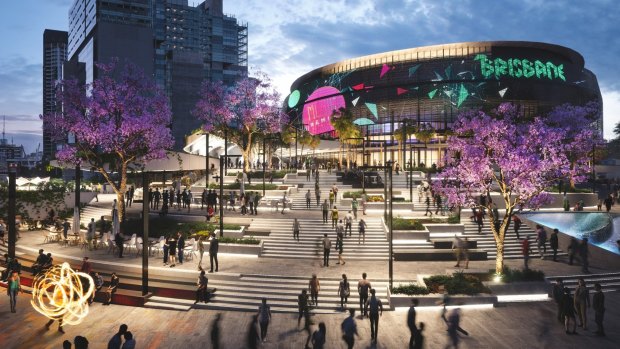 Concept designs for the proposed 17,000-seat Brisbane Live arena at Roma Street.