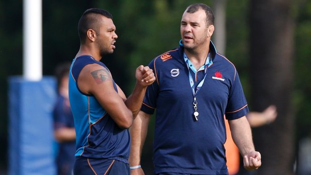 Kurtley Beale and Michael Cheika during the title-winning 2014 Super Rugby season. 