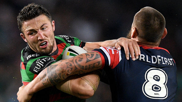 Heading for surgery: Sam Burgess' season ended with the finals loss to premiers the Roosters.