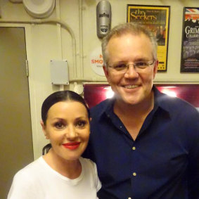 Photo from Scott Morrison’s Facebook page showing him with singer Tina Arena in 2016.