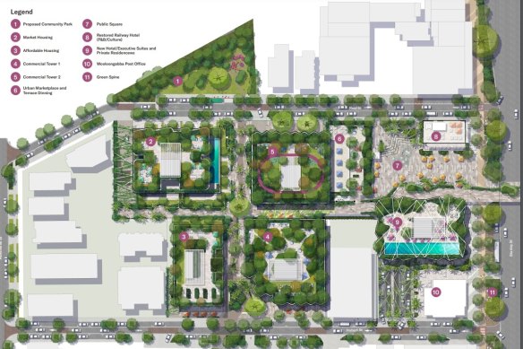 The plan for Trenert’s proposed Station Square development on Stanley Street, which is on the right.