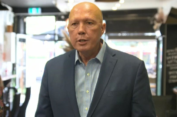Opposition Leader Peter Dutton in Melbourne last week speaking about the Aston byelection.