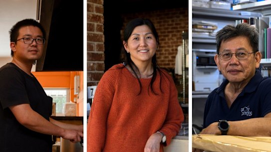 Composite image of Yu Fisher, Queenie Thai and Pang Gunawan. 