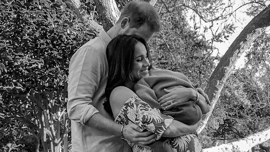 Prince Harry, Duke of Sussex and Meghan, Duchess of Sussex pose with son Archie Harrison Mountbatten-Windsor, earlier this year announcing they were expecting a girl.