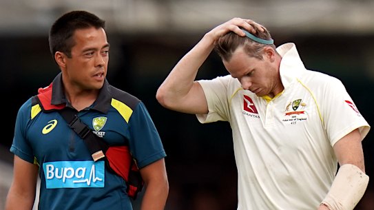 Team doctor Richard Saw (left) will make the final call on Smith's possible inclusion for the third Test.