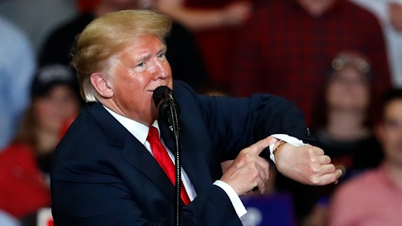 Time's up. Trump at his final election rally blitz before the midterm polls opened.
