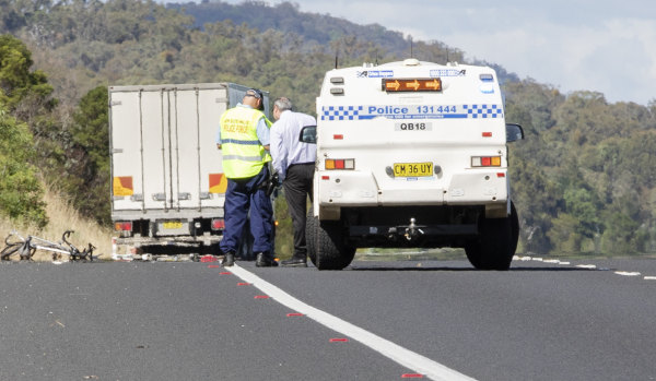 A cyclist has died after being hit by a truck on Federal Highway, going towards Canberra.
